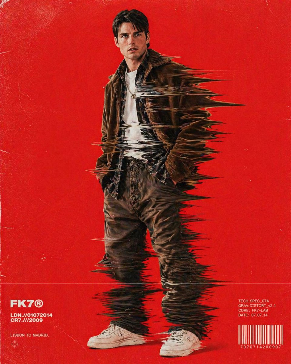 Hip-hop Fashion Model Standing Full-frame, Clothing Distorted Into Stretched Streaks sample 4