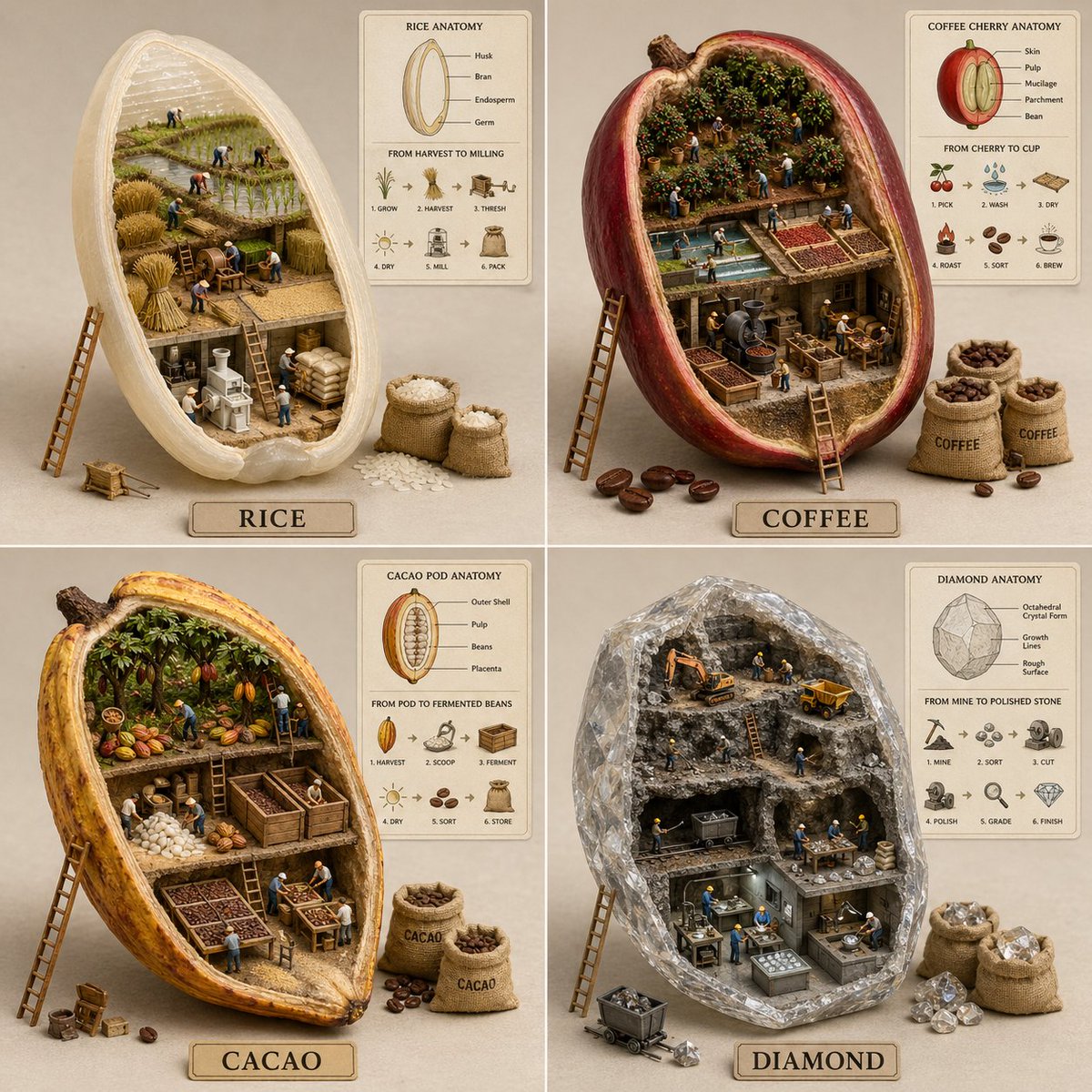 2x2 Grid, DO This For 4 Common Ingredients (like Rice, sample 1