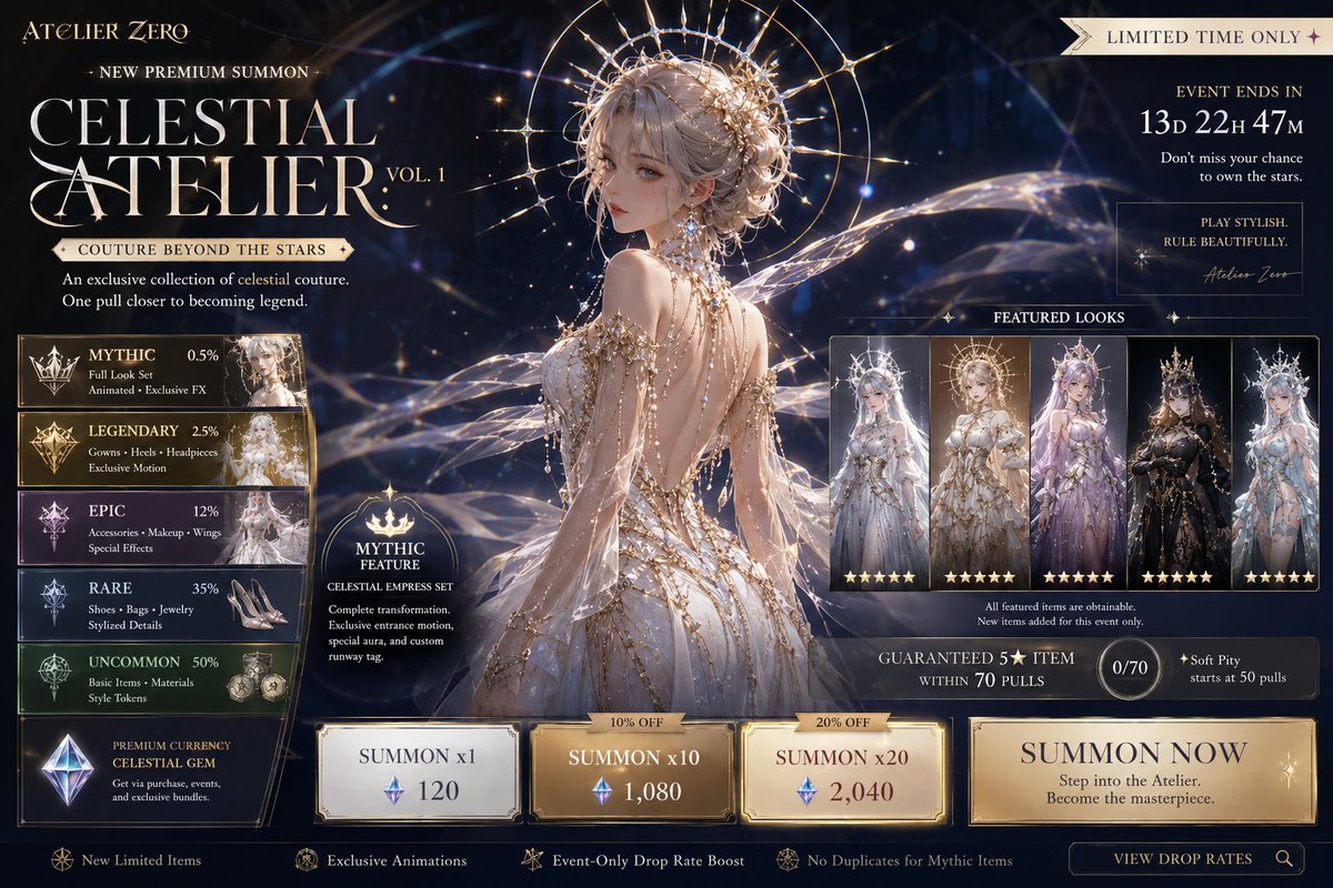 Bìa quảng cáo bộ sưu tập thời trang vũ trụ CELESTIAL ATELIER: VOL. 1